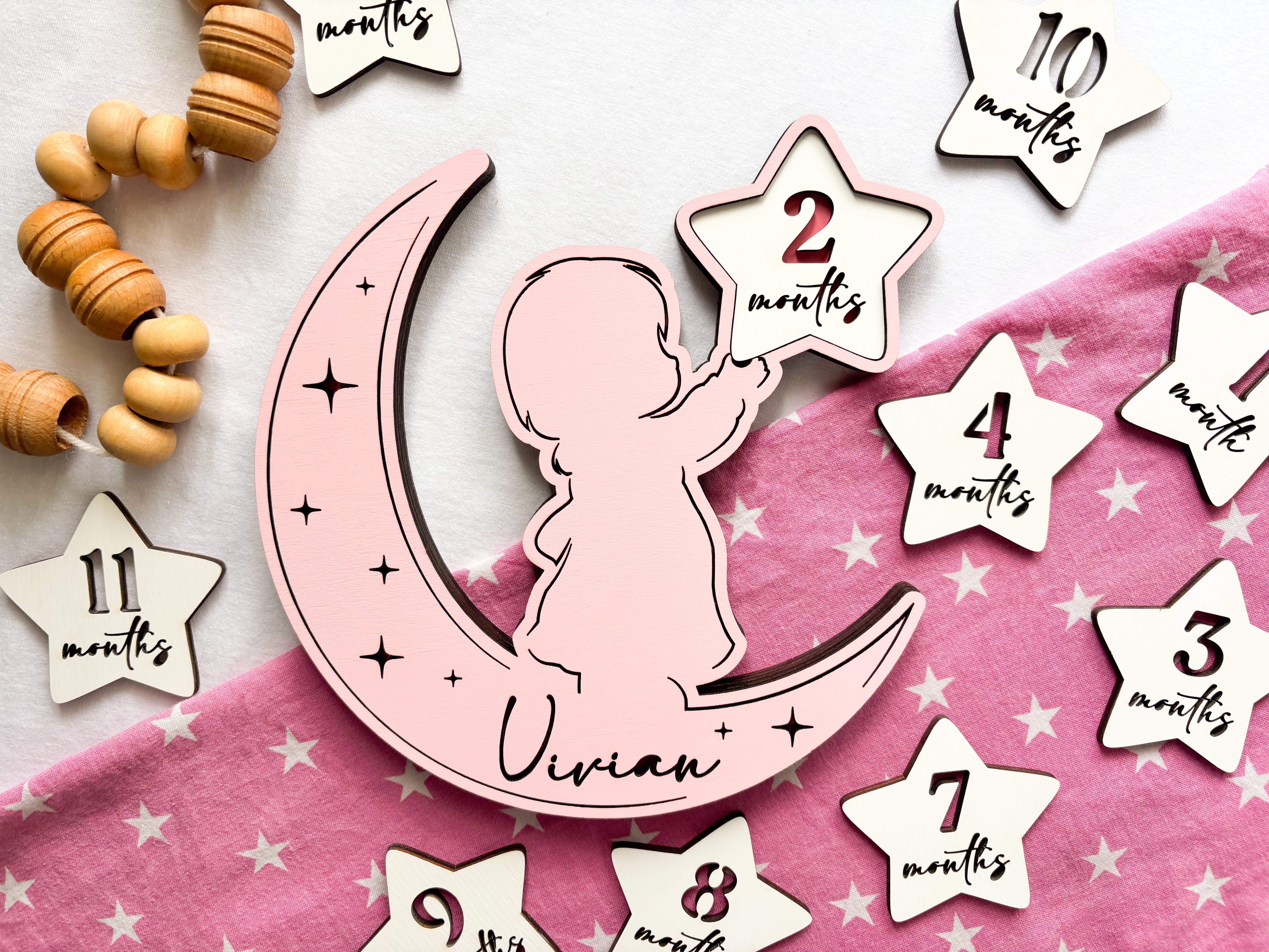 Customizable Moon Milestone Sign – Personalized Lunar Growth Tracker