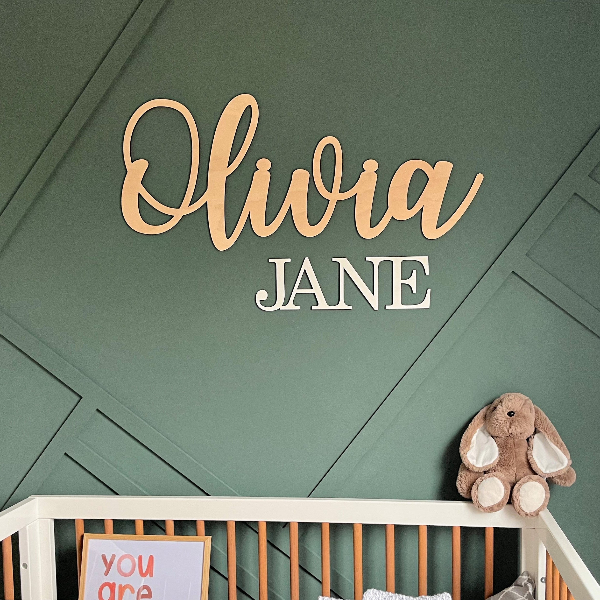 Personalized Wooden Name Sign with Middle & Last Name – Custom Wall Decor