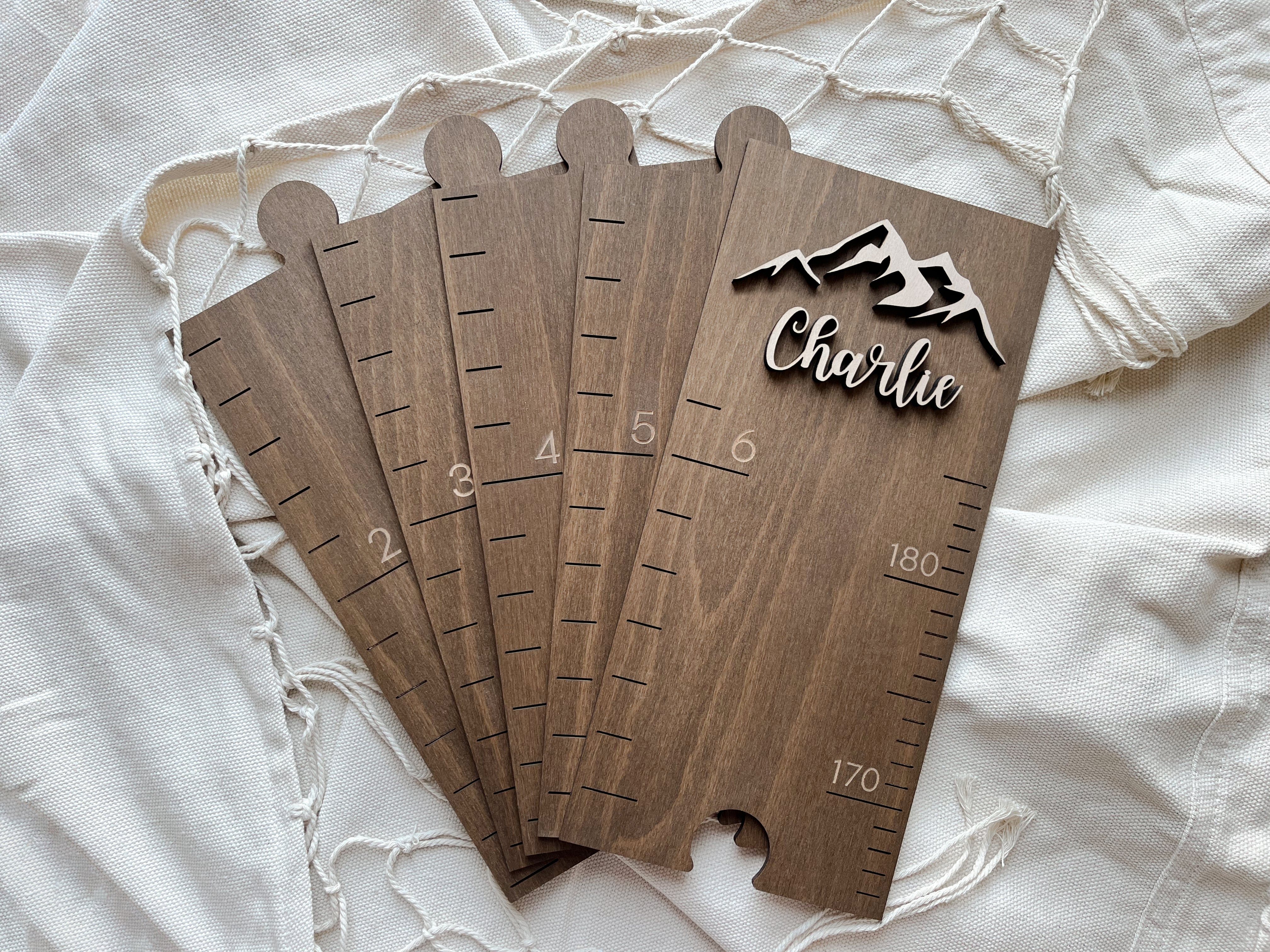 Wooden Growth Chart with Custom Elements – Personalized Height Ruler for Kids