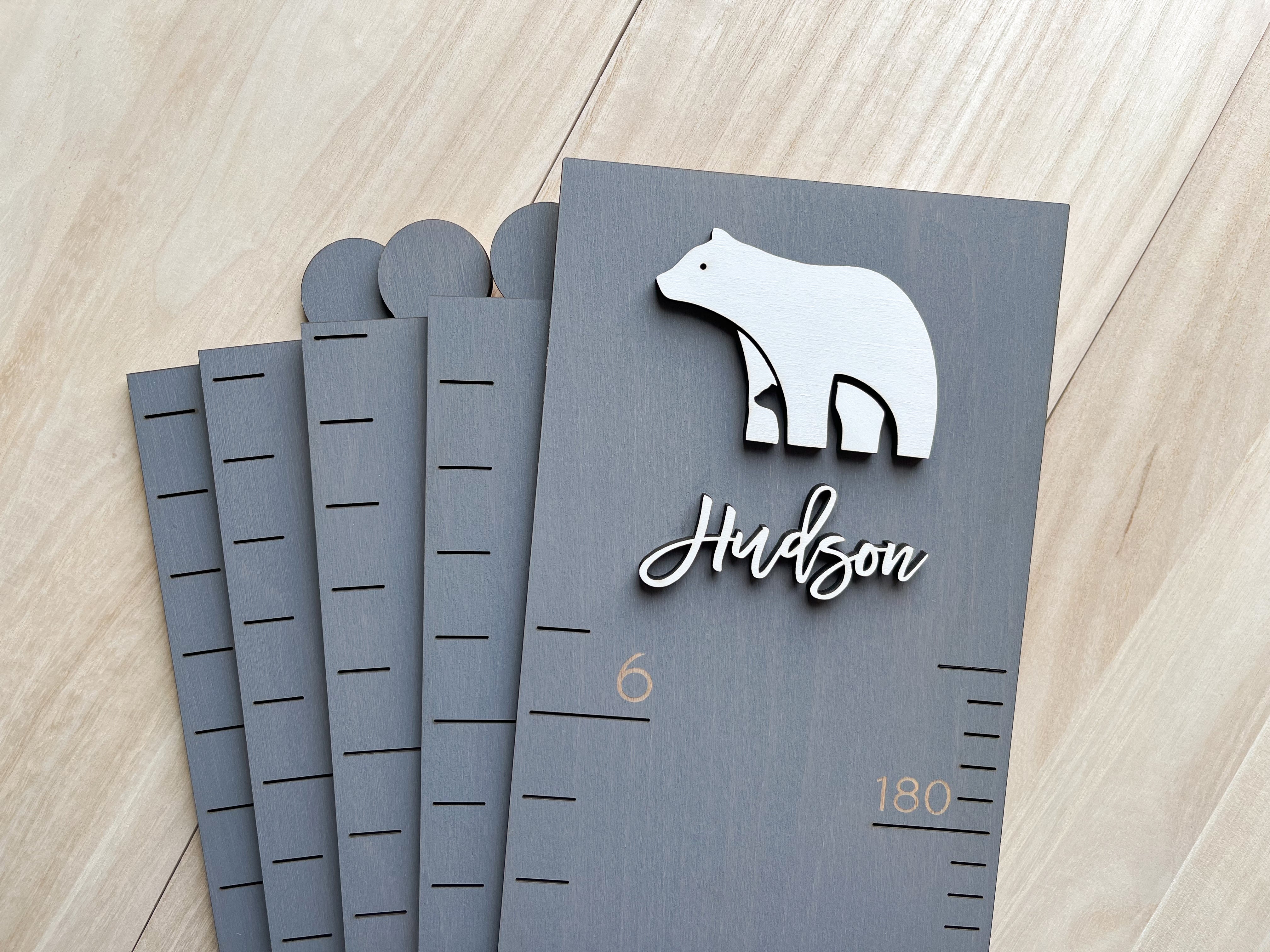 Wooden Growth Chart with Custom Elements – Personalized Height Ruler for Kids