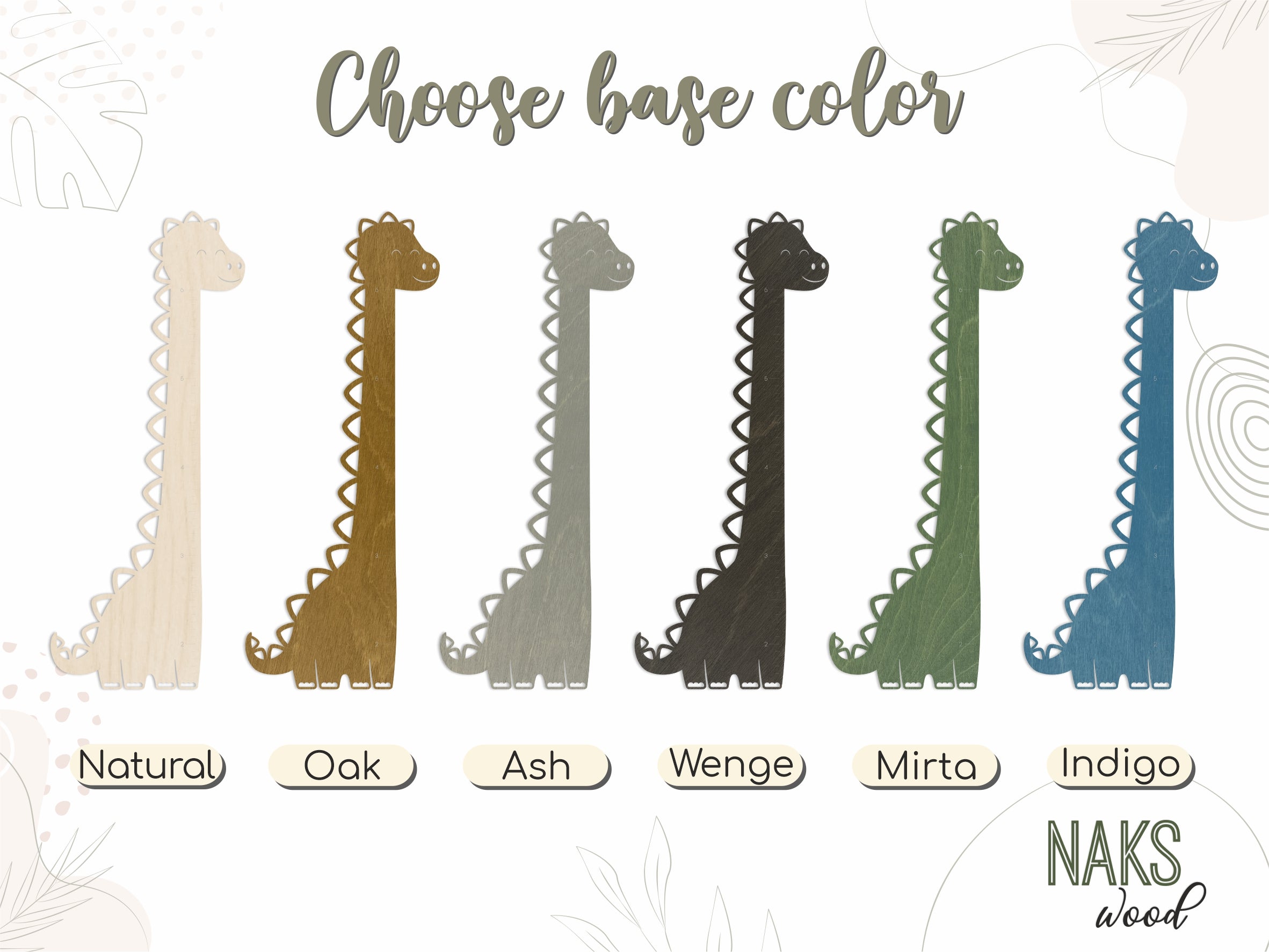 Personalized Dinosaur Growth Chart – Wooden Height Ruler for Kids