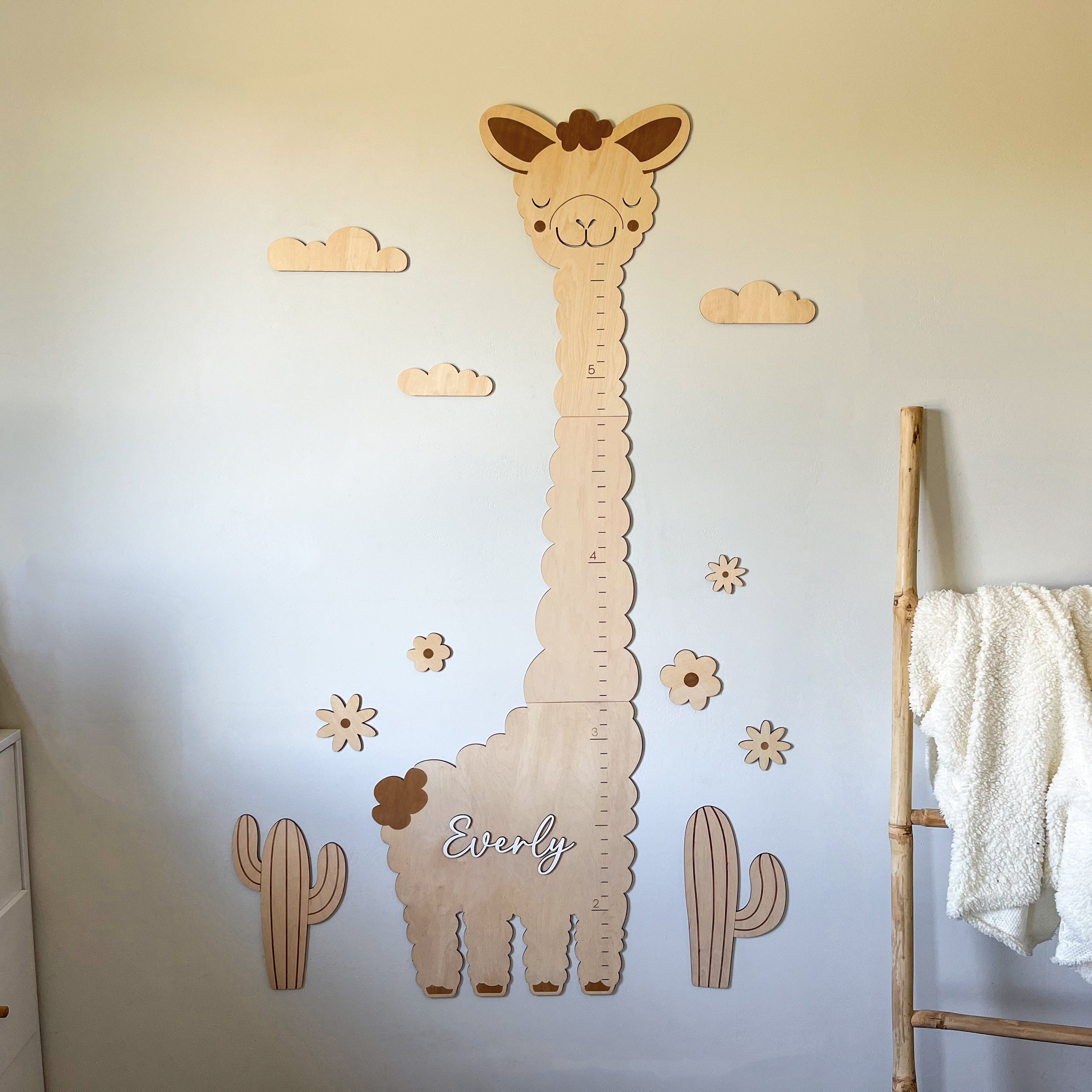 Llama Growth Chart – Personalized Height Ruler for Kids’ Room