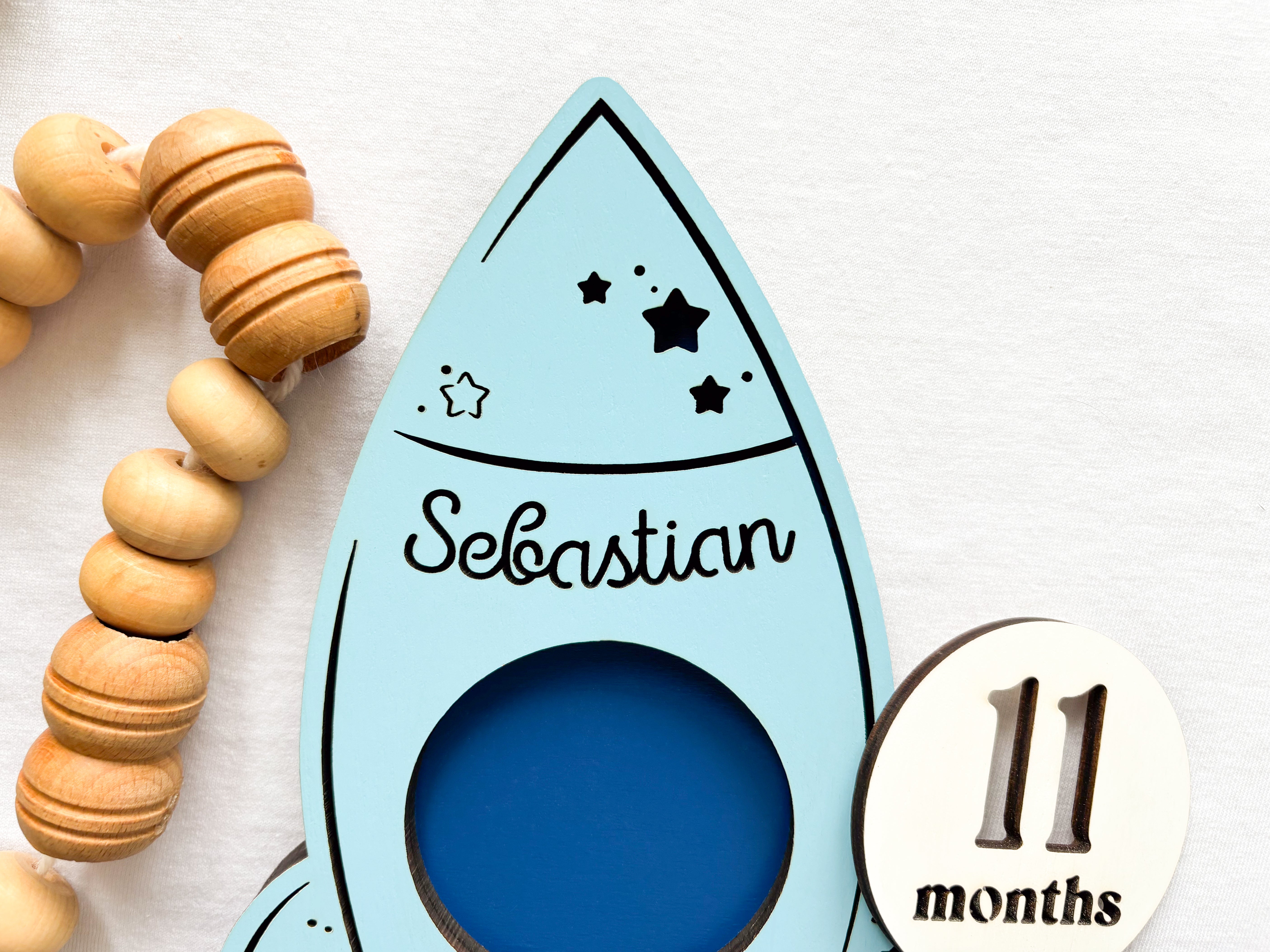 Customizable Rocket Milestone Sign – Personalized Space-Themed Growth Tracker