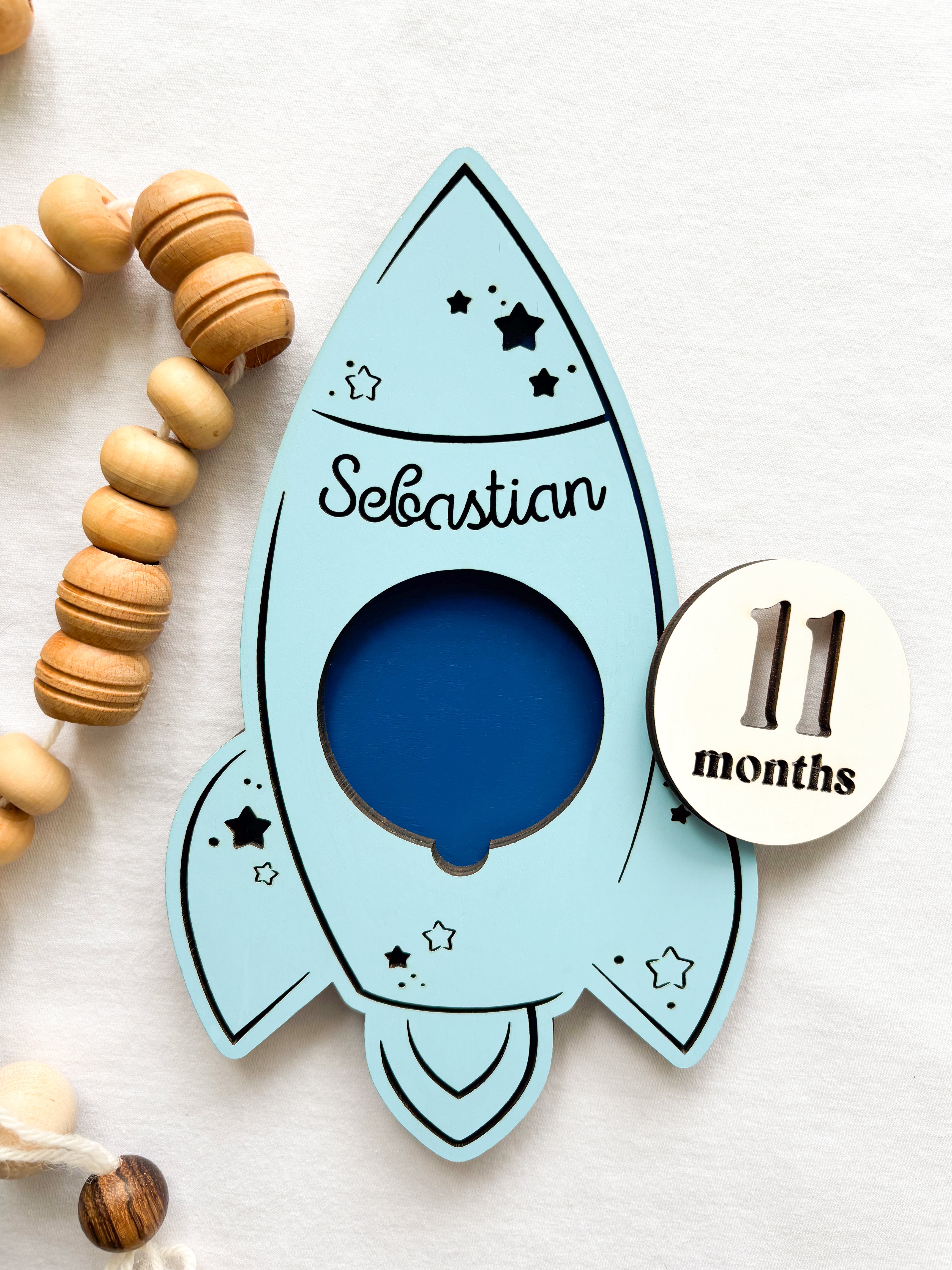 Customizable Rocket Milestone Sign – Personalized Space-Themed Growth Tracker