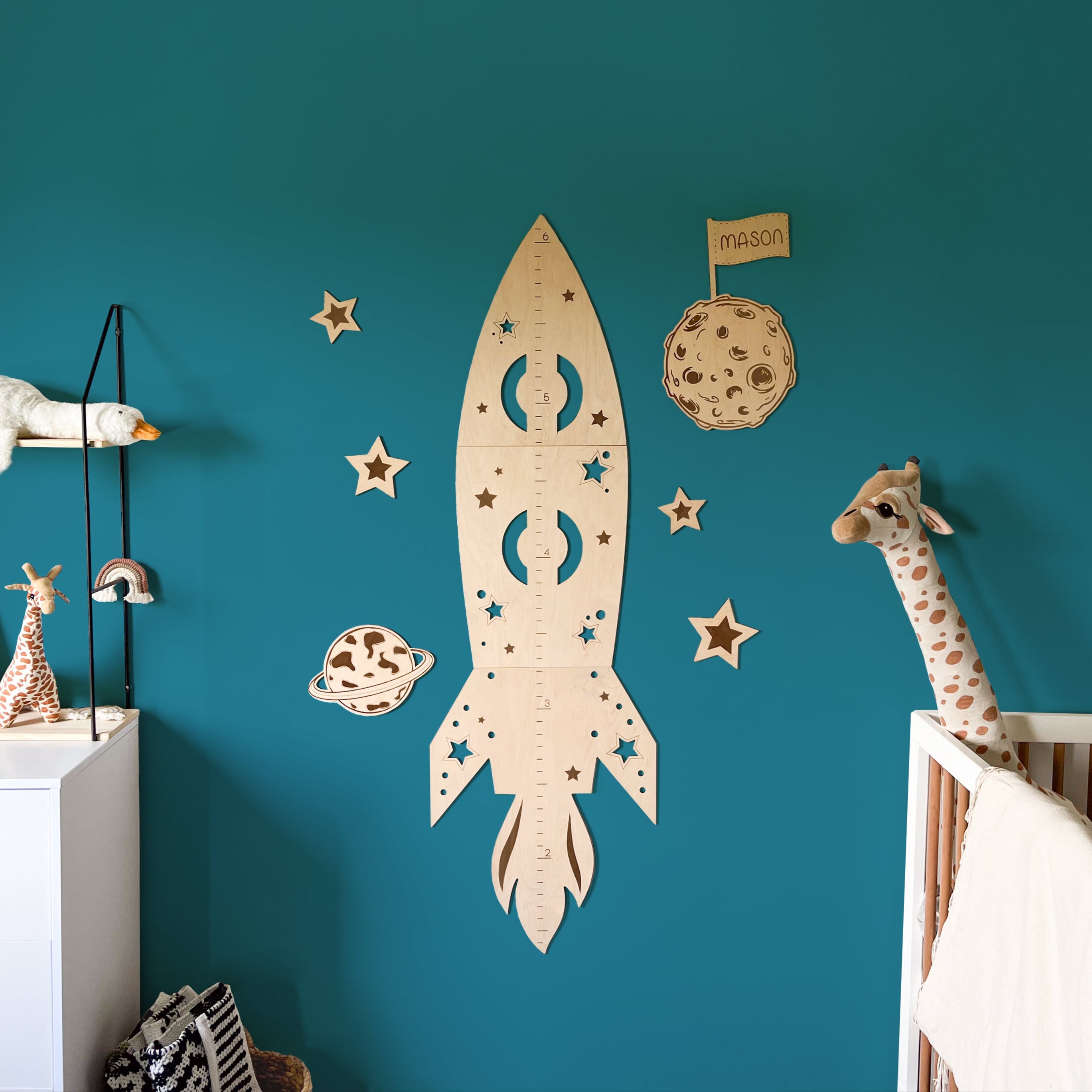 Custom Name Rocket Height Chart – Outer Space Growth Ruler for Kids