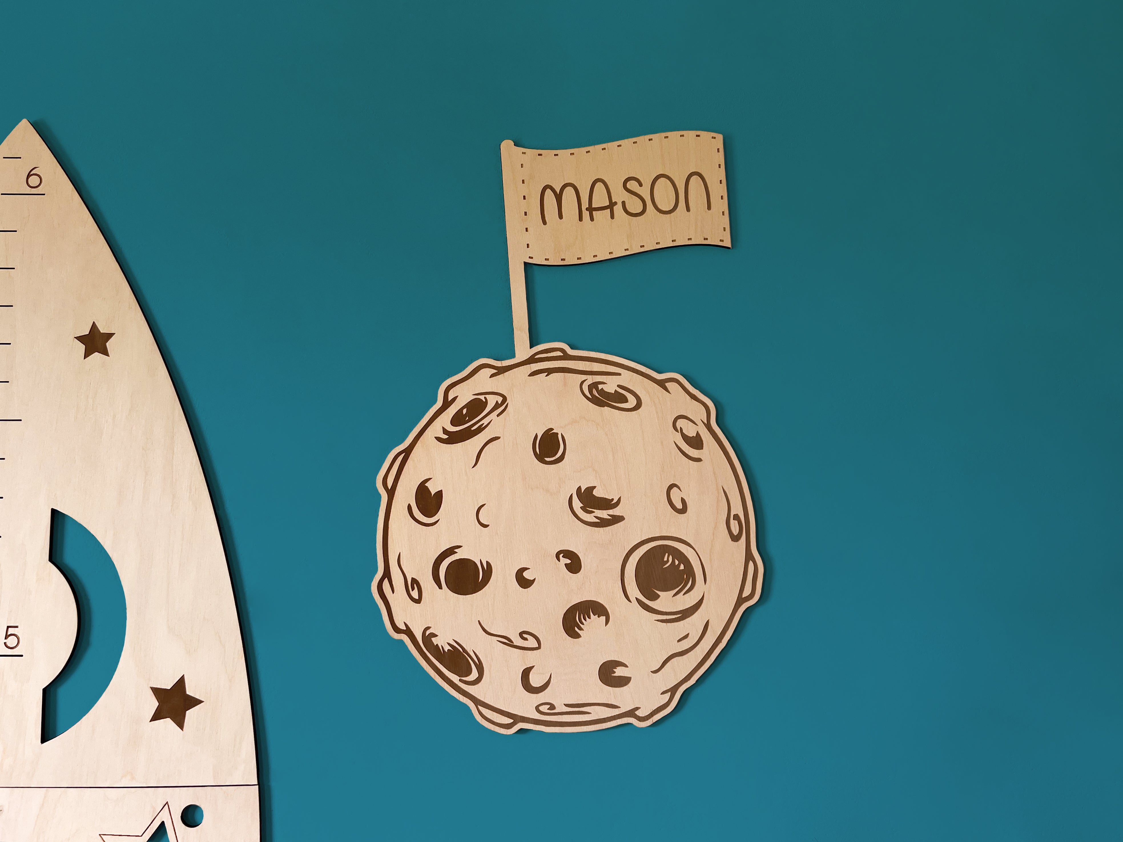 Custom Name Rocket Height Chart – Outer Space Growth Ruler for Kids