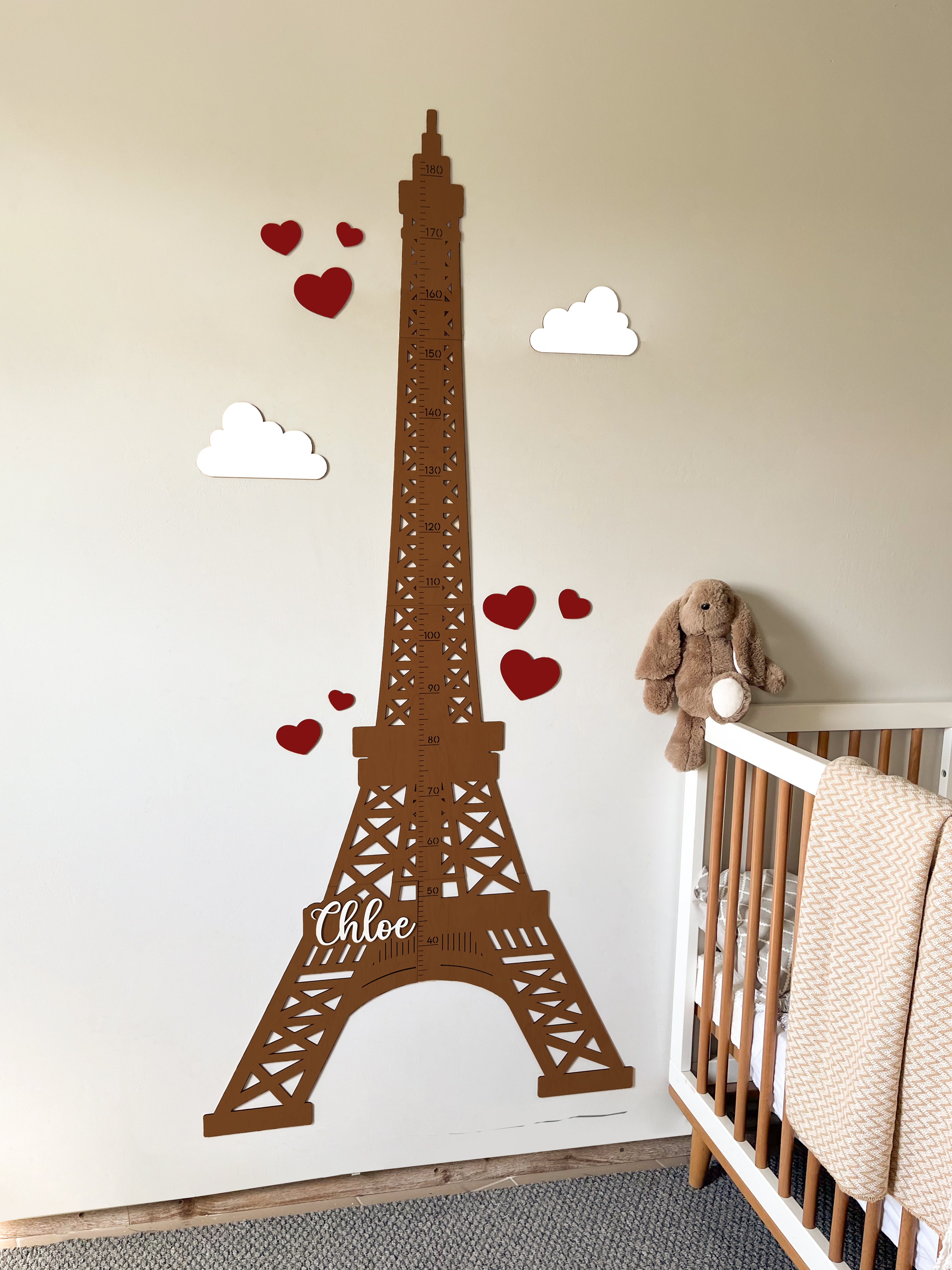 Eiffel Tower Growth Chart – Personalized Height Ruler for Kids | Nursery & Playroom Wall Decor