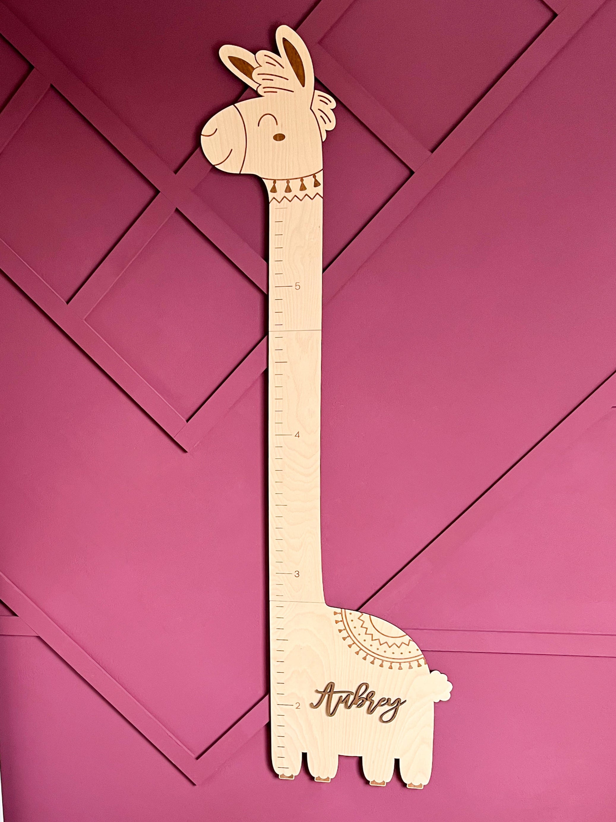 Personalized Alpaca Growth Chart - Cute Height Tracker for Kids Room