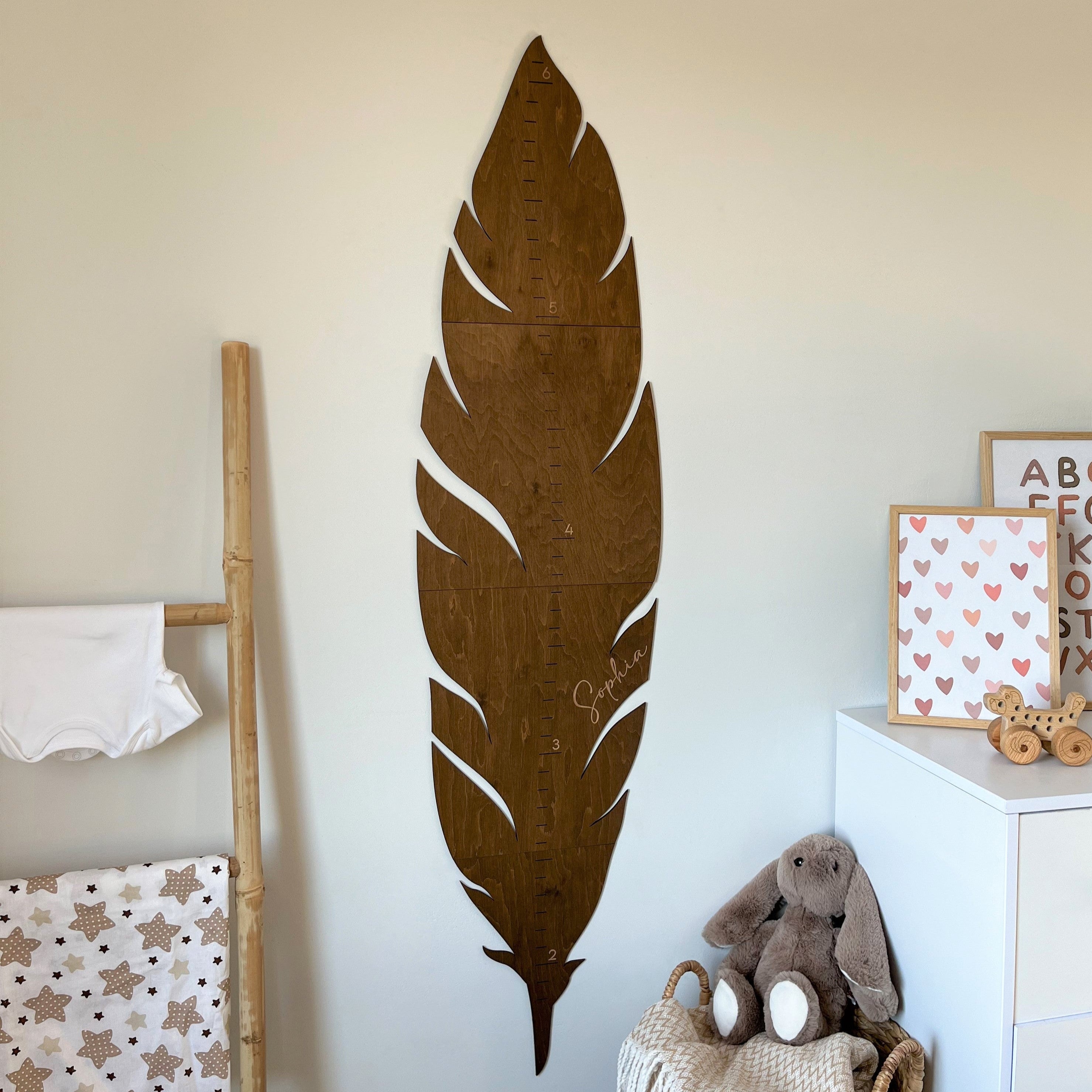 Custom Feather-Shaped Growth Chart – Unique Height Ruler for Children