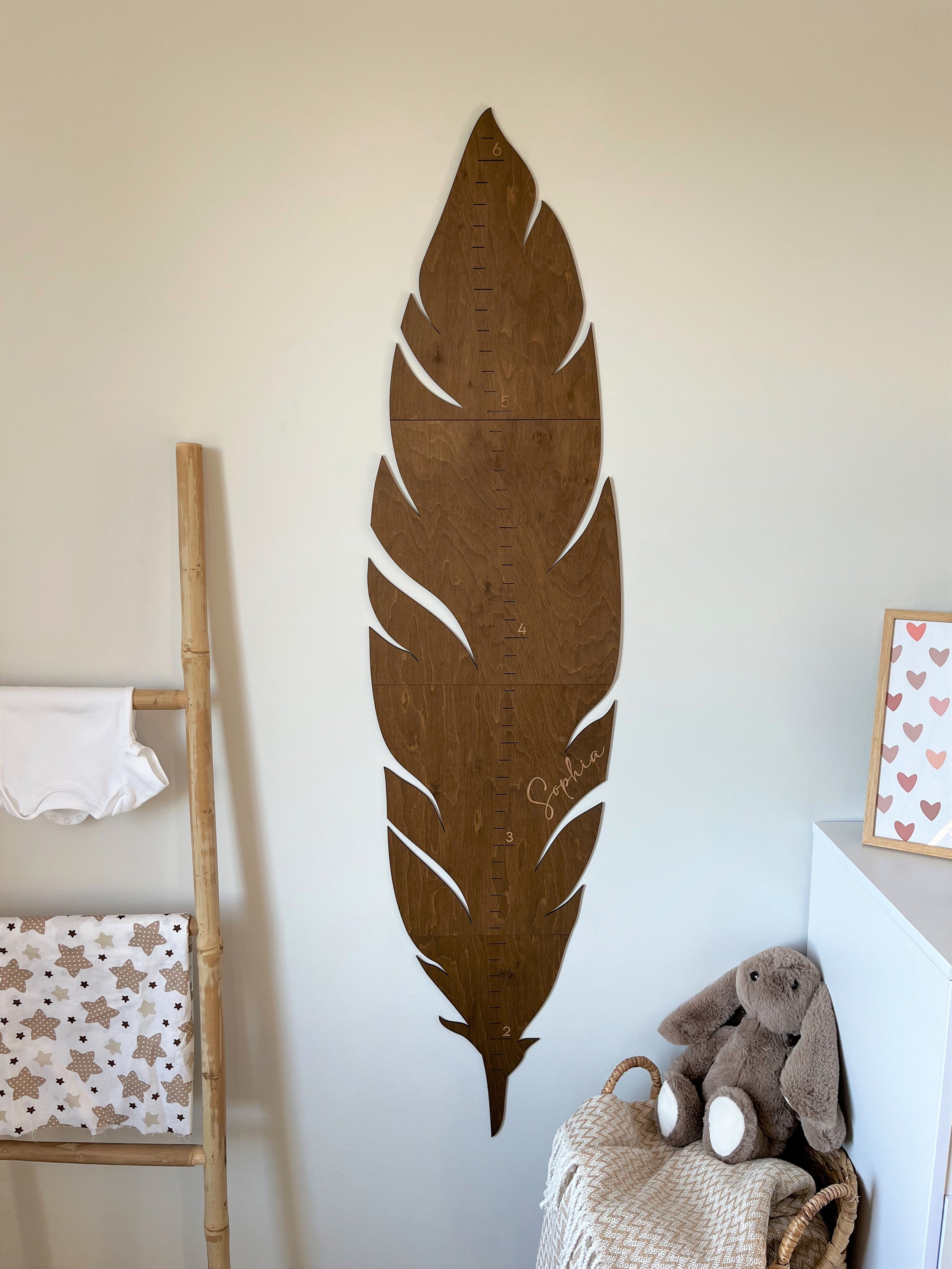 Custom Feather-Shaped Growth Chart – Unique Height Ruler for Children