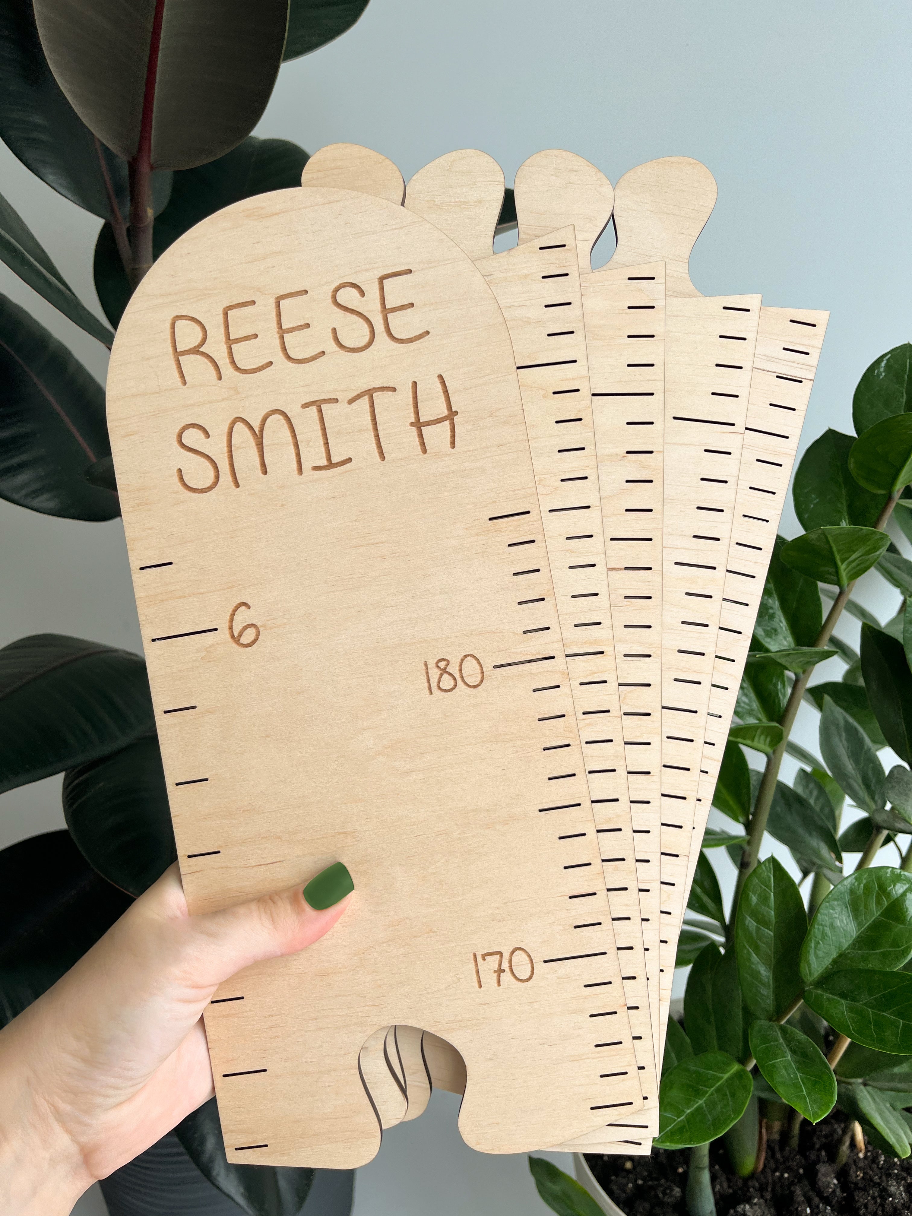 Personalized Wooden Growth Chart – Custom Name Height Ruler for Kids