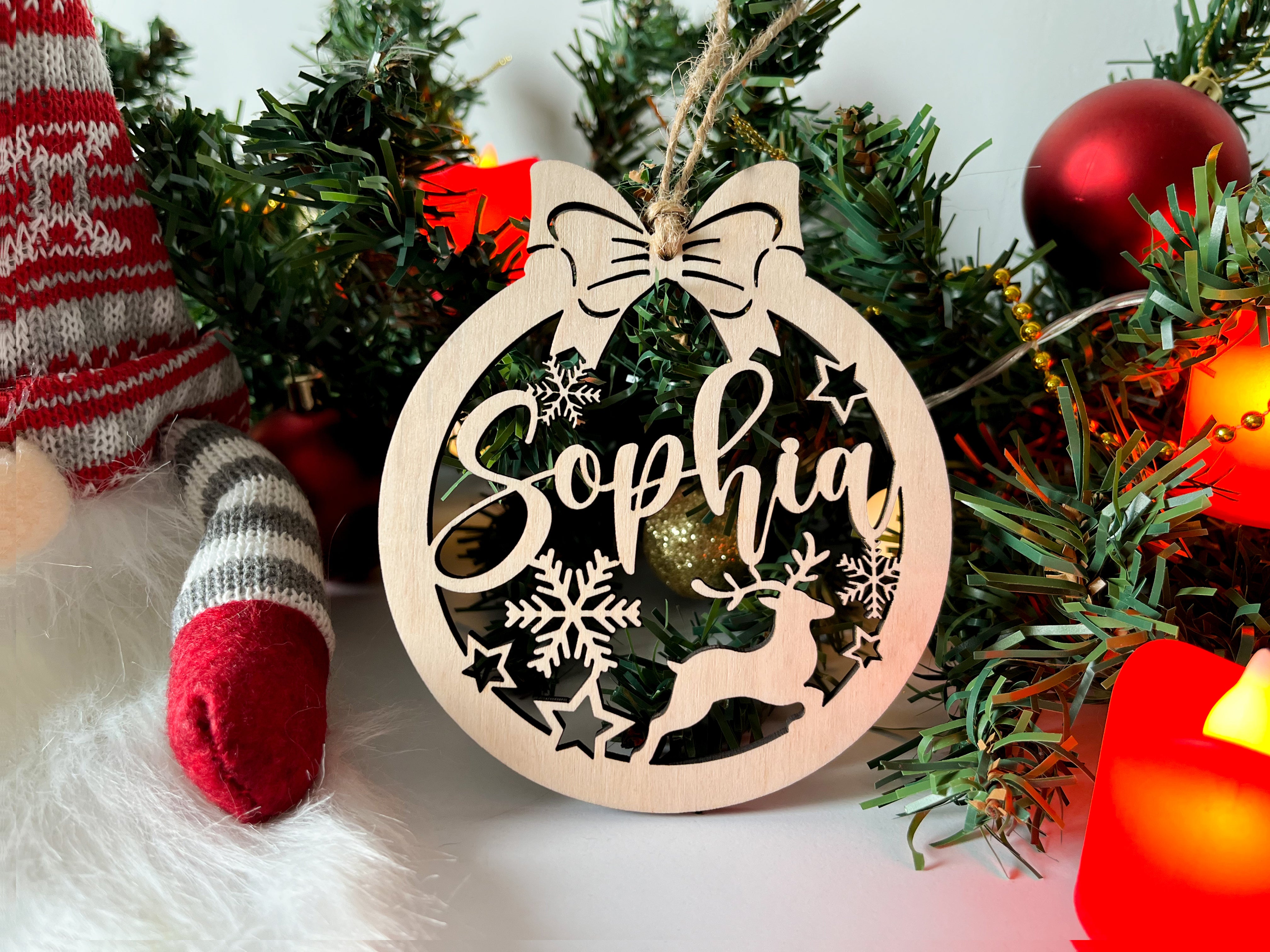 Custom Christmas tree Decor Christmas Bauble Wood Xmas decor Personalized Christmas Ornaments Christmas Balls Name