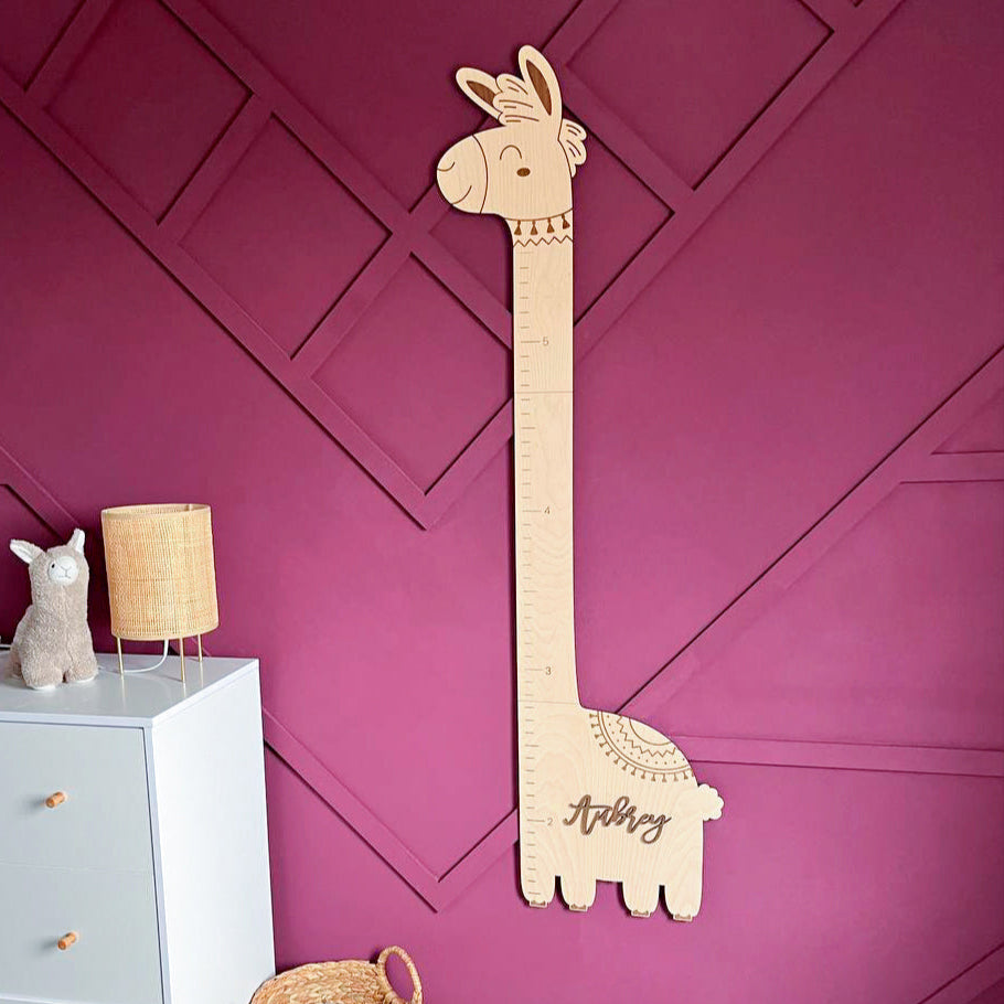 Personalized Alpaca Growth Chart - Cute Height Tracker for Kids Room